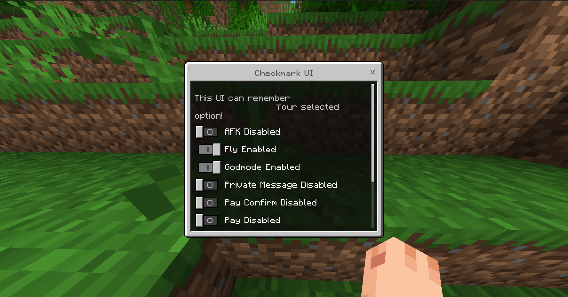 FioMenu Bedrock Dialogue